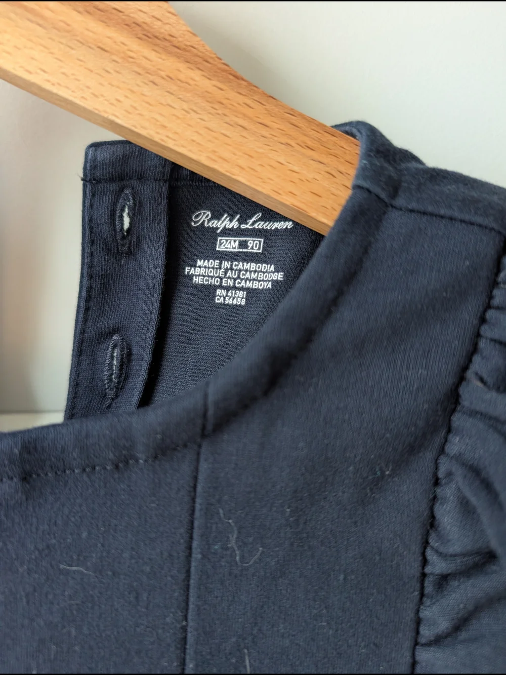 Ralph Lauren Navy Toddler Dress with White Trim, 24 Mo